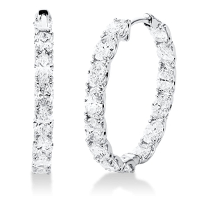 Creolen aus 750 Weißgold 28 Diamanten Oval-Schliff 3,36ct TW-VSI 23,6x3mm