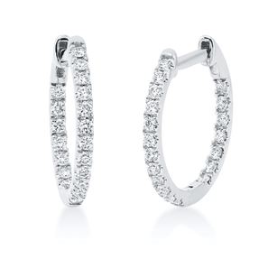 Creolen aus 750 Gold Weißgold 38 Brillanten 0,32ct TW-SI 14,9x1,4mm