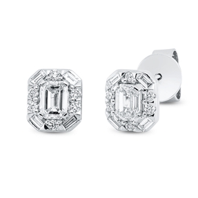 Ohrstecker aus 750 Gold Weißgold 22 Diamanten 0,63ct TW-SI 6,9x6mm