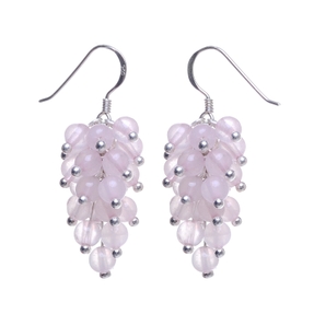 Ohrringe Ohrhänger aus Rosenquarz & 925 Silber rose Trauben Ohrschmuck für Damen