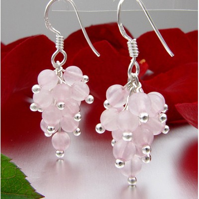 Ohrhänger aus Rosenquarz und 925 Silber rose