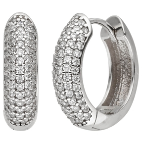 Paar Creolen 17,7x4,8mm aus 925 Silber mit 130 Zirkonia Ohrringe Ohrschmuck