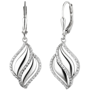 Ohrringe Ohrhänger aus 925 Silber mit 86 Zirkonia Boutons Ohrschmuck 36,9x13,1mm Ohrringe Ohrhänger aus 925 Silber mit 86 Zirkonia Boutons Ohrschmuck 36,9x13,1mm