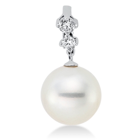 Anhänger aus 750 Weißgold Südsee-Perle 10,5mm weiß 2 Brillanten 0,16ct W-SI Anhänger aus 750 Weißgold Südsee-Perle 10,5mm weiß 2 Brillanten 0,16ct W-SI