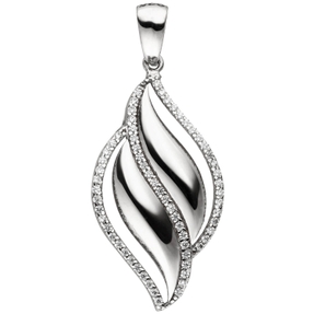 Anhänger aus 925 Silber mit 63 Zirkonia Halsschmuck 32,5x16,7mm glänzend