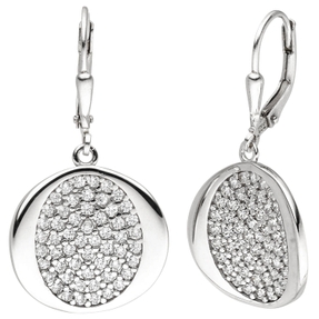 Ohrhänger aus 925 Silber mit 110 Zirkonia Ohrringe Boutons Ohrschmuck gewellt Ohrhänger aus 925 Silber mit 110 Zirkonia Ohrringe Boutons Ohrschmuck gewellt