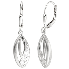 Ohrhänger aus 925 Silber matt & teilgehämmert Boutons Ohrringe Ohrschmuck