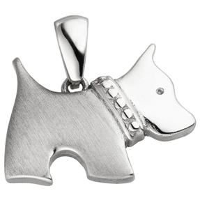 Anhänger Hund aus 925 Silber matt-glänzend rhodiniert Halsschmuck Kinder Anhänger Hund aus 925 Silber matt-glänzend rhodiniert Halsschmuck Kinder