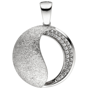 Anhänger aus 925 Silber mit 30 Zirkonia weiß Halsschmuck eismatt & glänzend Anhänger aus 925 Silber mit 30 Zirkonia weiß Halsschmuck eismatt & glänzend