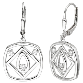 Ohrhänger aus 925 Silber 6 Zirkonia Ohrringe Boutons Ohrschmuck rhodiniert Ohrhänger aus 925 Silber 6 Zirkonia Ohrringe Boutons Ohrschmuck rhodiniert