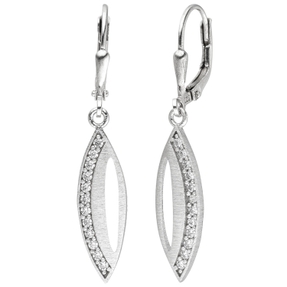 Ohrhänger aus 925 Silber spitzoval mit 24 Zirkonia weiß Ohrringe Halsschmuck Ohrhänger aus 925 Silber spitzoval mit 24 Zirkonia weiß Ohrringe Halsschmuck