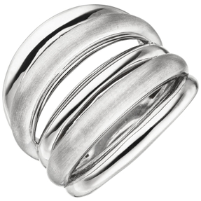 Breiter Ring 5-reihig aus 925 Silber matt-glänzend rhodiniert B: 20,9mm Damen Breiter Ring 5-reihig aus 925 Silber matt-glänzend rhodiniert B: 20,9mm Damen