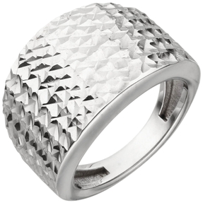 Breiter Ring aus 925 Silber mit Struktur rhodiniert B:15mm Fingerring Damen