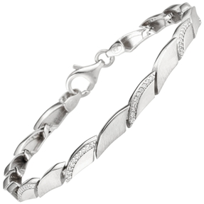 4,6mm Armband aus 925 Silber mit 80 Zirkonia 19cm Armschmuck Armkette rhodiniert