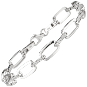 7,2mm Armband aus 925 Silber mit 56 weißen Zirkonia 19cm Armschmuck Damen 7,2mm Armband aus 925 Silber mit 56 weißen Zirkonia 19cm Armschmuck Damen