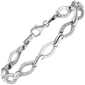 7,8mm Armband aus 925 Silber teilmatt mit 48 Zirkonia 19cm Armschmuck Armkette 7,8mm Armband aus 925 Silber teilmatt mit 48 Zirkonia 19cm Armschmuck Armkette