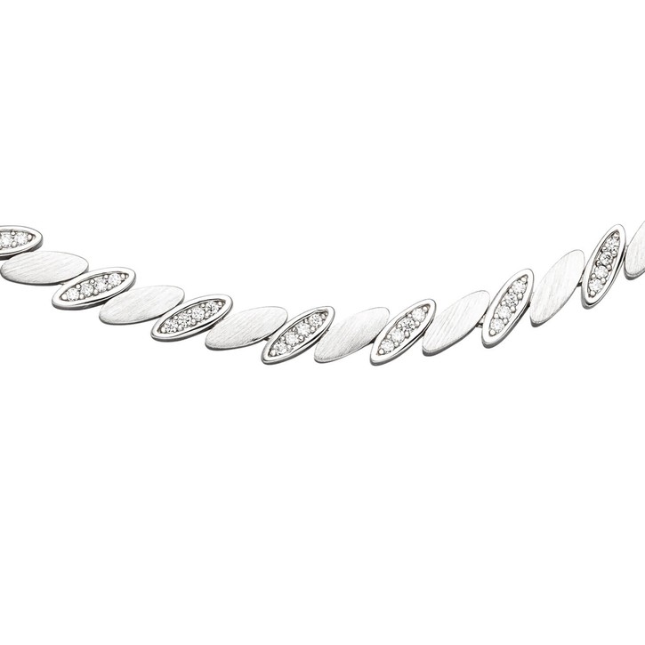 6.5mm Collier aus 925 Silber matt 144 Zirkonia 45cm
