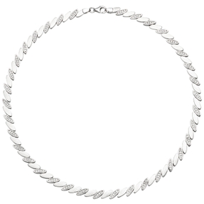 6,5mm Collier Halskette aus 925 Silber matt 144 weißen Zirkonia 45cm Halsschmuck 6,5mm Collier Halskette aus 925 Silber matt 144 weißen Zirkonia 45cm Halsschmuck