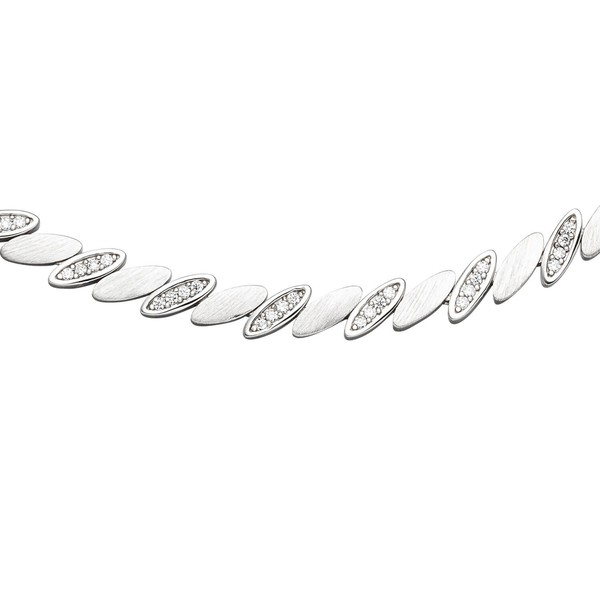 6.5mm Collier aus 925 Silber matt 144 Zirkonia 45cm