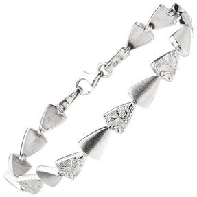 7,7mm Armband aus 925 Silber mattiert & gehämmert 19cm Armschmuck Damen