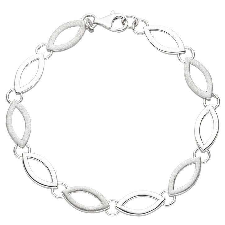 7.7mm Armband 925 Silber teilmattiert und rhodiniert 19cm