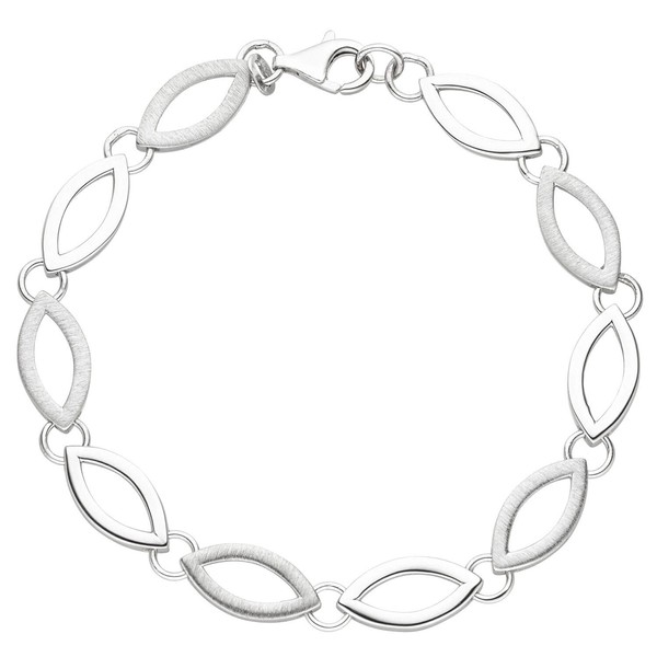 7.7mm Armband 925 Silber teilmattiert und rhodiniert 19cm