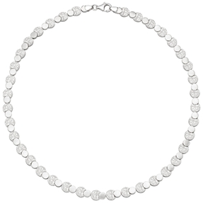 7,6mm Collier Halskette aus 925 Silber mattiert & gehämmert 45cm Halsschmuck