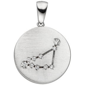 Anhänger Sternzeichen Steinbock 10 Zirkonia 925 Silber mattiert rund Halsschmuck Anhänger Sternzeichen Steinbock 10 Zirkonia 925 Silber mattiert rund Halsschmuck