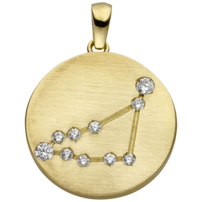 Anhänger Sternzeichen Steinbock 10 Zirkonia 333 Gold Gelbgold matt Halsschmuck Anhänger Sternzeichen Steinbock 10 Zirkonia 333 Gold Gelbgold matt Halsschmuck