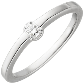 Solitaire Ring aus 585 Gold Weißgold mit Diamant Brillant 0,15ct. W/si Damen