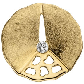 Anhänger aus 585 Gold Gelbgold eismattiert mit Diamant Brillant W/si Halsschmuck