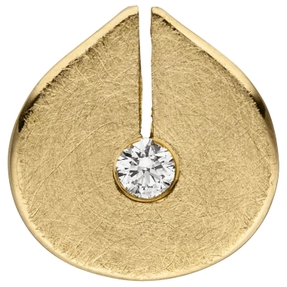 Anhänger aus 585 Gold Gelbgold eismattiert mit Diamant Brillant 0,06 ct. W/si