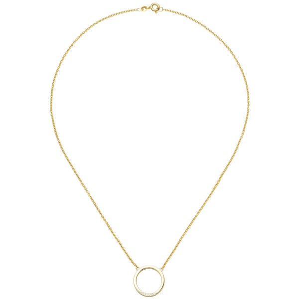 Collier aus 585 Gelbgold Kreis mit 7 Brillanten 44cm