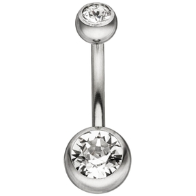 Bauchnabel Piercing aus Edelstahl mit Swarovski Element weiß Ø7,9mm Damen