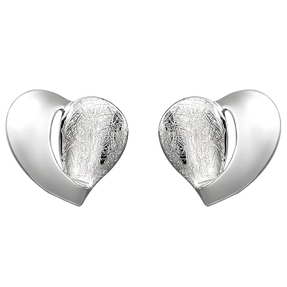 Ohrstecker Herz Herzen 925 Silber teileismatt teilglänzend Ohrringe Ohrschmuck