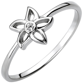 Damen Ring Blume aus 925 Silber mit Zirkonia Silberring Fingerring Fingerschmuck