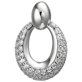 Anhänger oval aus 925 Silber mit 50 Zirkonia Silberanhänger Halsschmuck