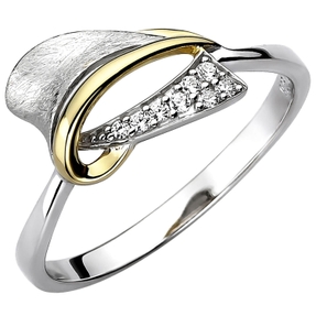 Ring aus 925 Silber bicolor vergoldet eismatt mit 8 Zirkonia Fingerring Damen