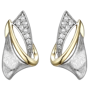 Ohrstecker aus 925 Silber bicolor vergoldet eismatt mit 16 Zirkonia Ohrschmuck Ohrstecker aus 925 Silber bicolor vergoldet eismatt mit 16 Zirkonia Ohrschmuck
