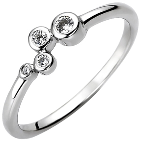 Ring aus 925 Silber mit 4 Zirkonia Silberring Fingerring rhodiniert Zick-Zack Ring aus 925 Silber mit 4 Zirkonia Silberring Fingerring rhodiniert Zick-Zack