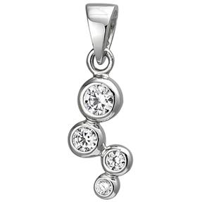 Anhänger aus 925 Silber mit 4 Zirkonia Silberanhänger Halsschmuck Zick-Zack