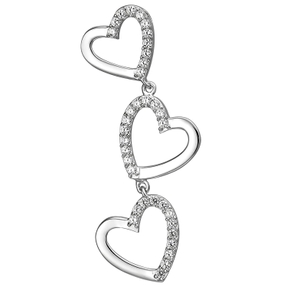 Anhänger 3 Herzen aus 925 Silber mit 35 Zirkonia Silberanhänger Halsschmuck