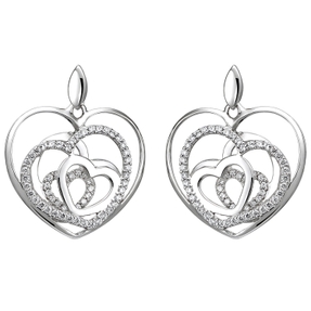 Hängerstecker Ohrhänger Herzen aus 925 Silber 114 Zirkonia Ohrringe Ohrschmuck Hängerstecker Ohrhänger Herzen aus 925 Silber 114 Zirkonia Ohrringe Ohrschmuck