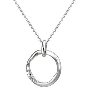 Collier Kette mit Anhänger Kreis aus 925 Silber eismatt mit 10 Zirkonia 45cm Collier Kette mit Anhänger Kreis aus 925 Silber eismatt mit 10 Zirkonia 45cm