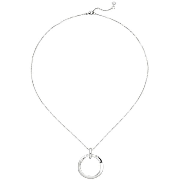 Collier mit Anhänger Kreis 925 Silber 10 Zirkonia 45cm
