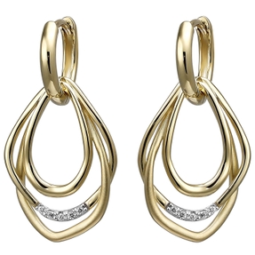 Creolen aus 925 Silber 2-teilig gold vergoldet 10 Zirkonia Ohrringe Ohrhänger Creolen aus 925 Silber 2-teilig gold vergoldet 10 Zirkonia Ohrringe Ohrhänger