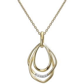 Collier Kette mit Anhänger aus 925 Silber vergoldet mit 5 Zirkonia 45cm Damen Collier Kette mit Anhänger aus 925 Silber vergoldet mit 5 Zirkonia 45cm Damen