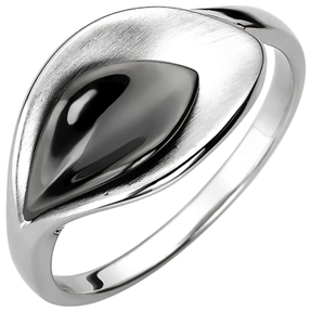 Ring aus 925 Silber Blatt teilmattiert & schwarz teilrhodiniert Fingerring Ring aus 925 Silber Blatt teilmattiert & schwarz teilrhodiniert Fingerring
