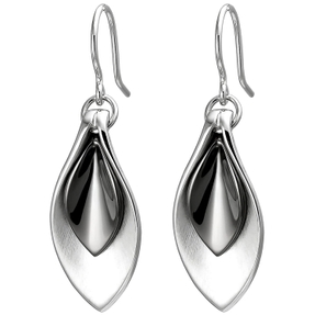 Ohrhänger aus 925 Silber Blatt Blätter teilmattiert & schwarz teilrhodiniert Ohrhänger aus 925 Silber Blatt Blätter teilmattiert & schwarz teilrhodiniert
