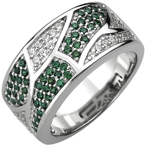 Ring aus 925 Silber mit 85 Zirkonia grün & weiß Fingerring Fingerschmuck Damen Ring aus 925 Silber mit 85 Zirkonia grün & weiß Fingerring Fingerschmuck Damen